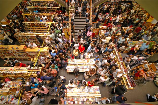 Customers waiting in line