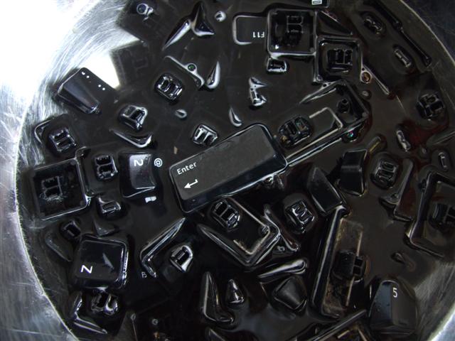 Keyboard keys in water