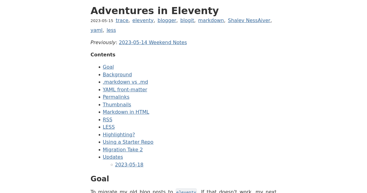 Adventures in Eleventy