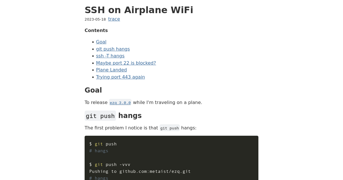 SSH on Airplane WiFi