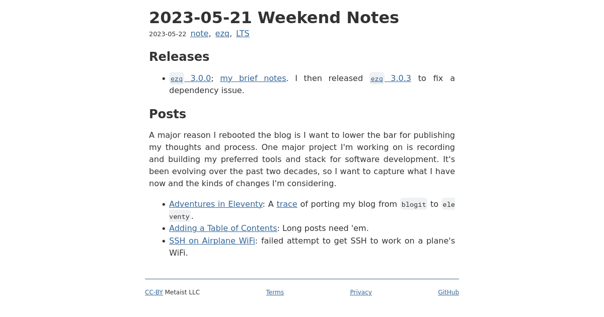 2023-05-21 Weekend Notes