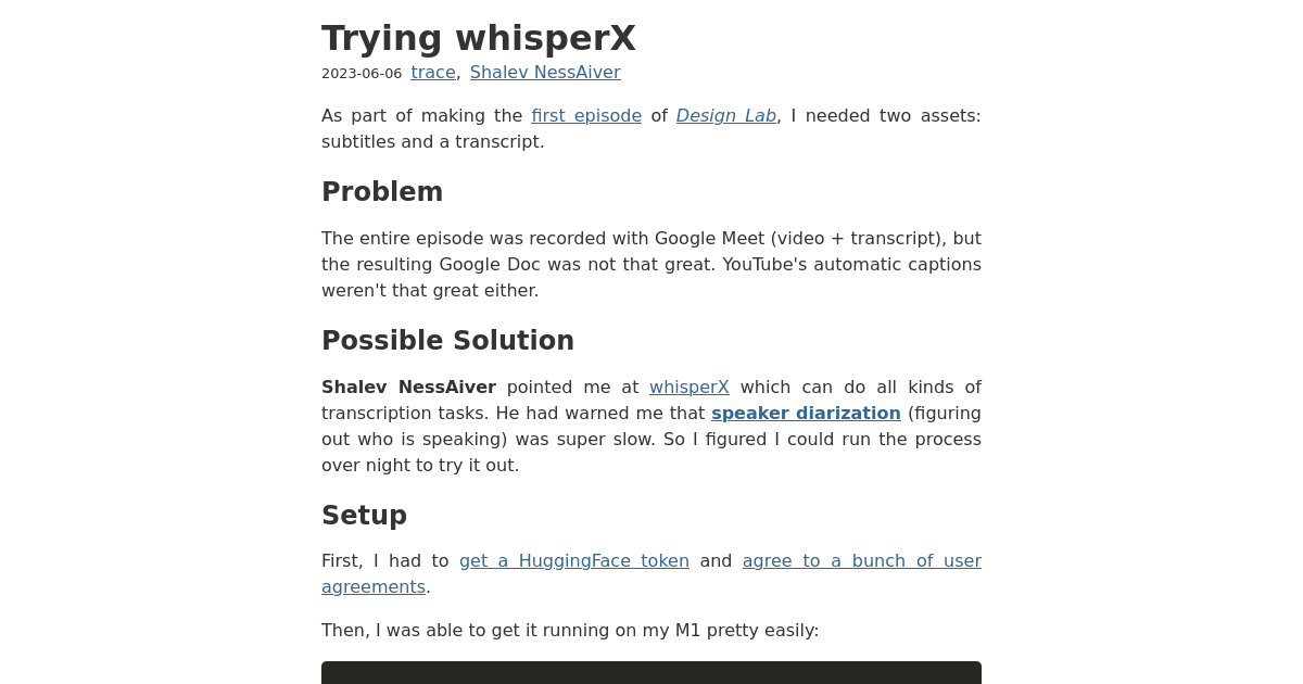 Trying whisperX