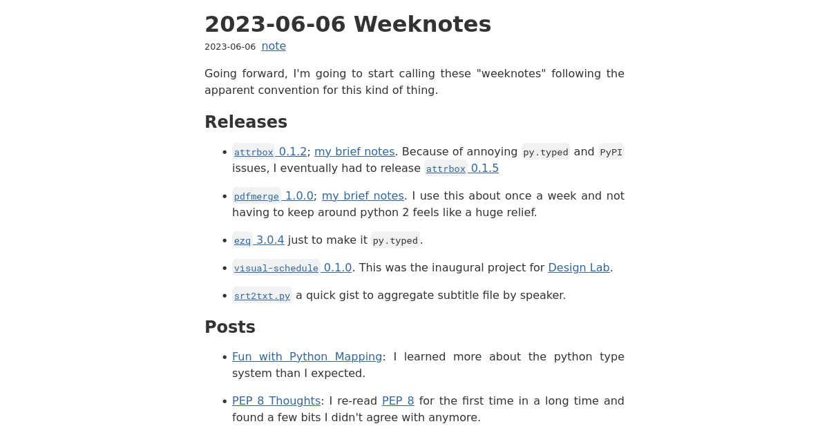 2023-06-06 Weeknotes