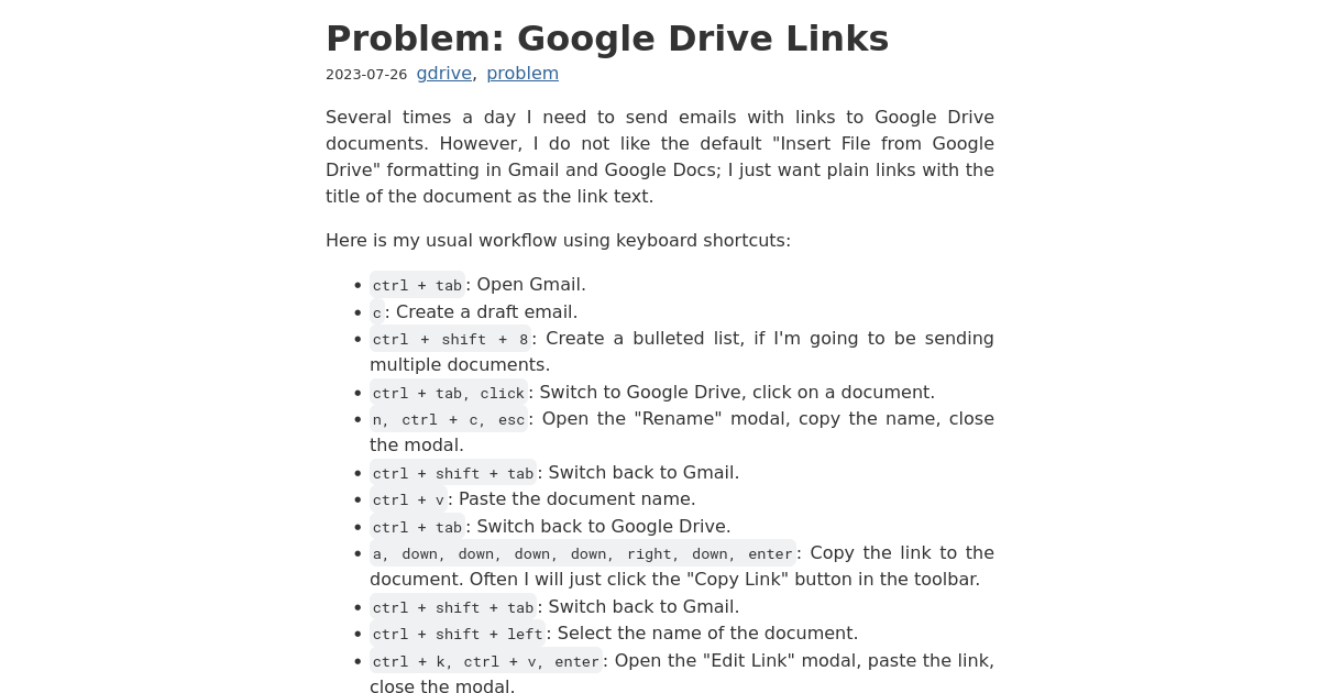 Problem: Google Drive Links