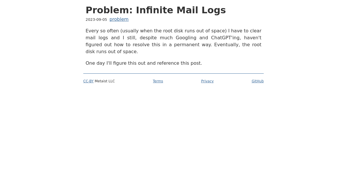 Problem: Infinite Mail Logs