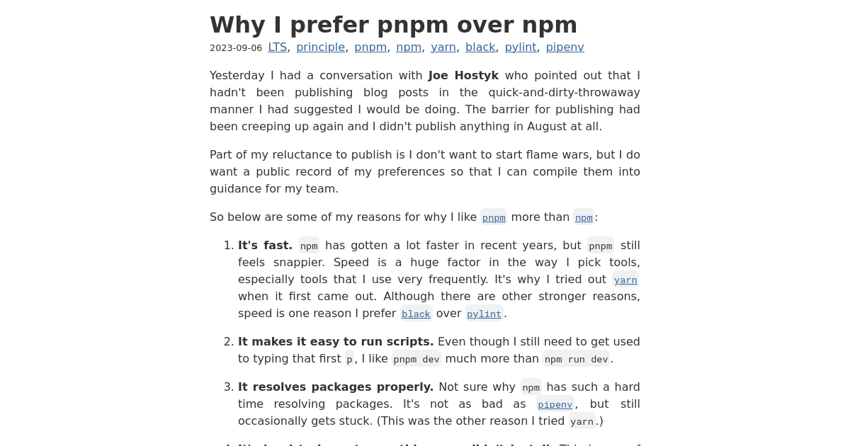 Why I prefer pnpm over npm