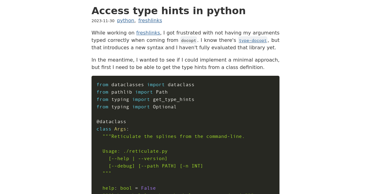 Access type hints in python