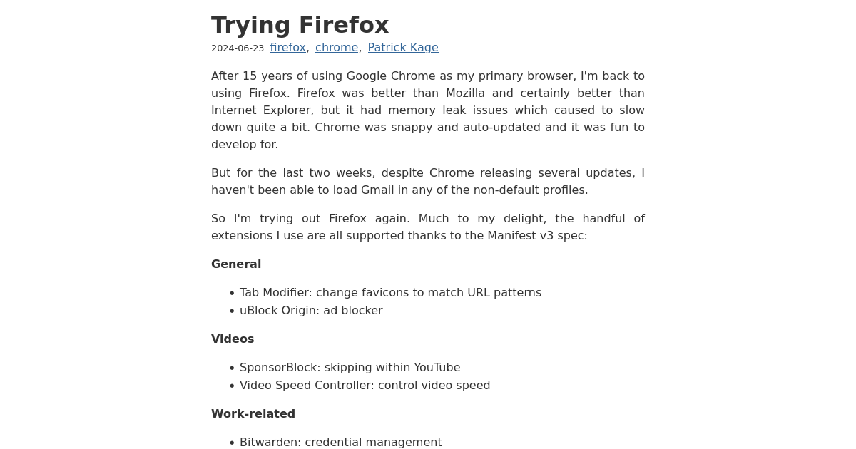 Trying Firefox