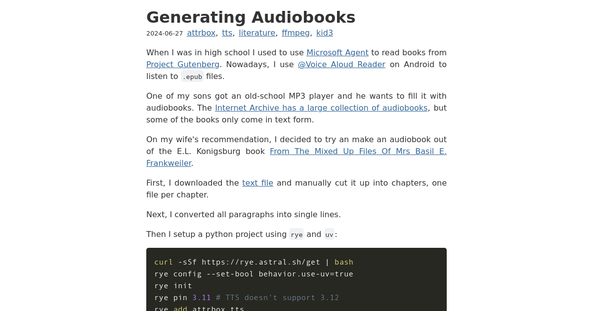 Generating Audiobooks