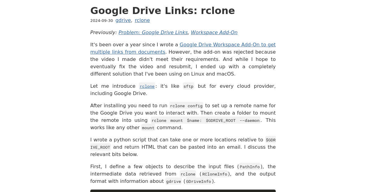 Google Drive Links: rclone