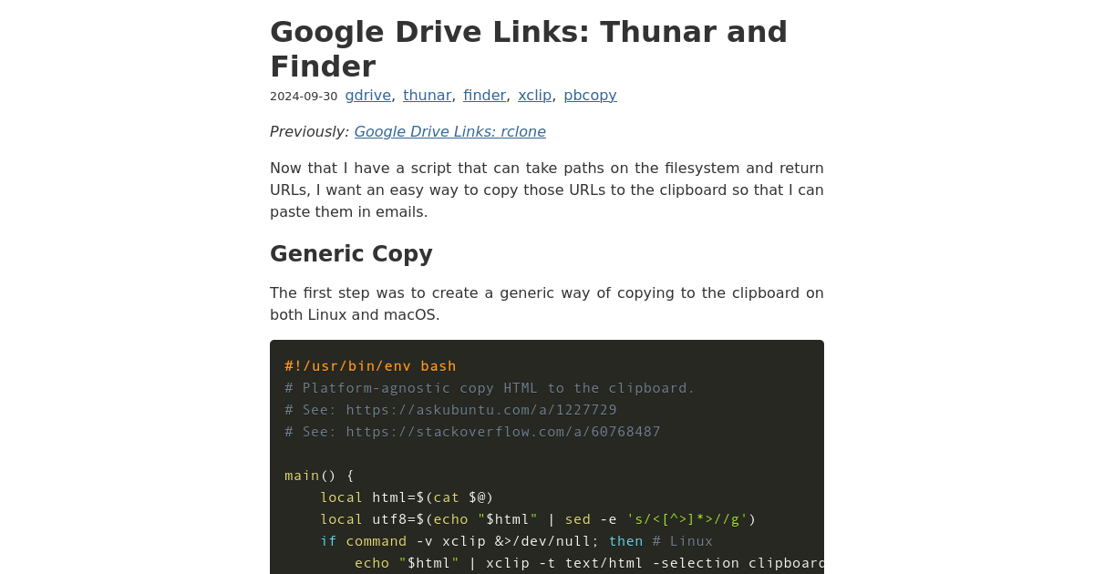 Google Drive Links: Thunar and Finder