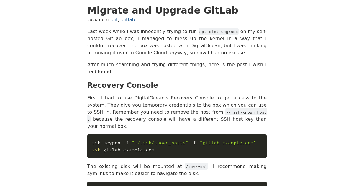 Migrate and Upgrade GitLab