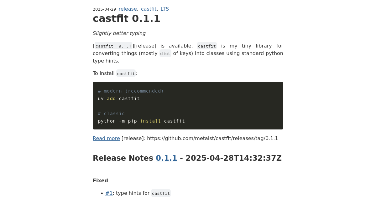 castfit 0.1.1