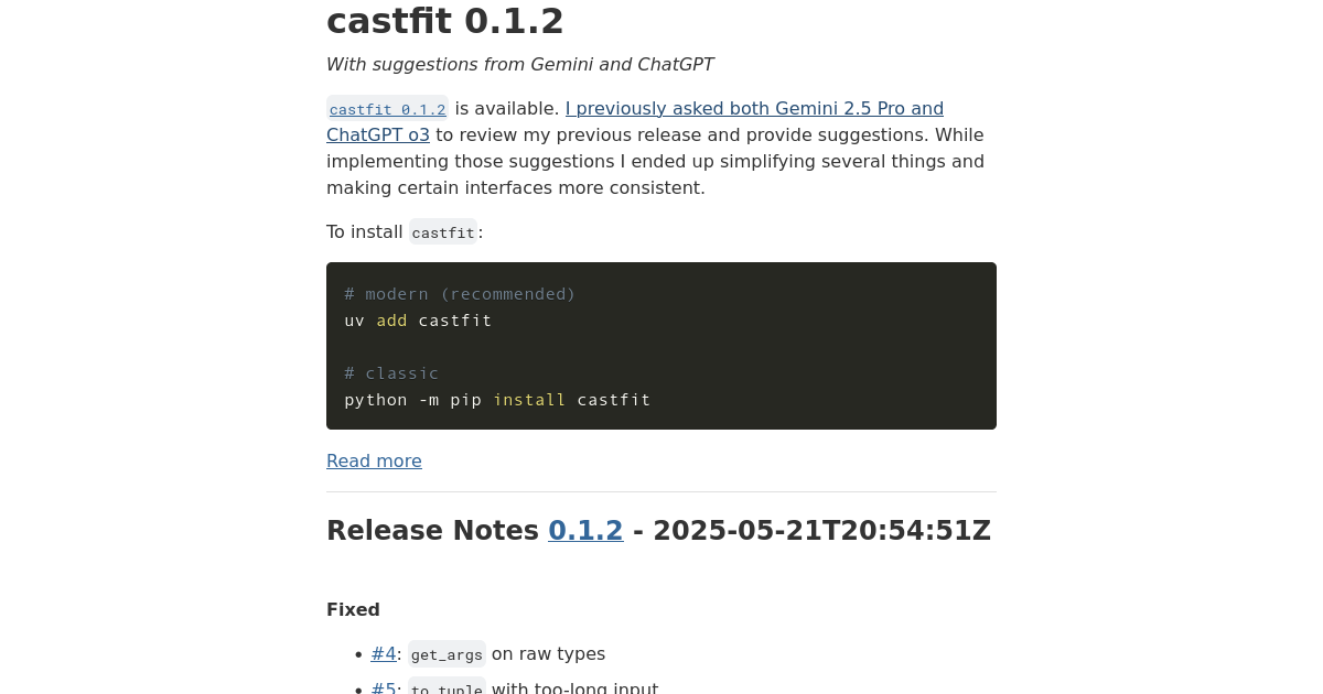 castfit 0.1.2