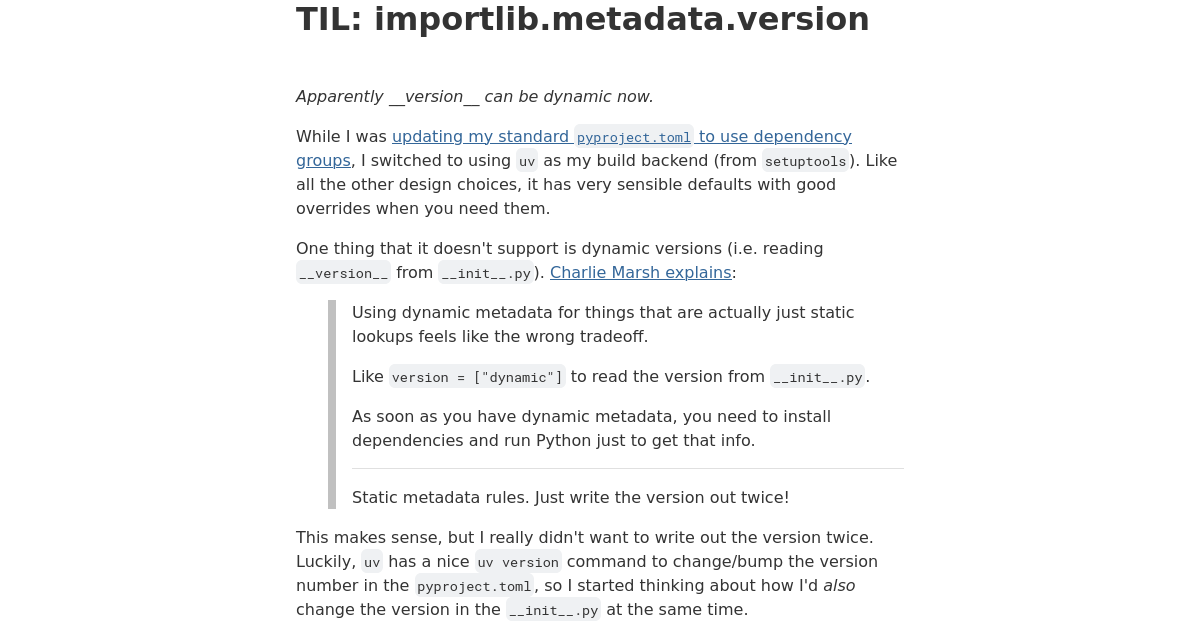 TIL: importlib.metadata.version