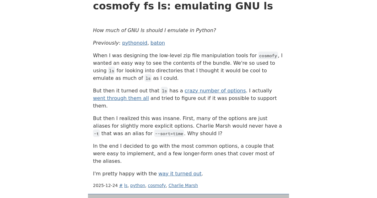 cosmofy fs ls: emulating GNU ls